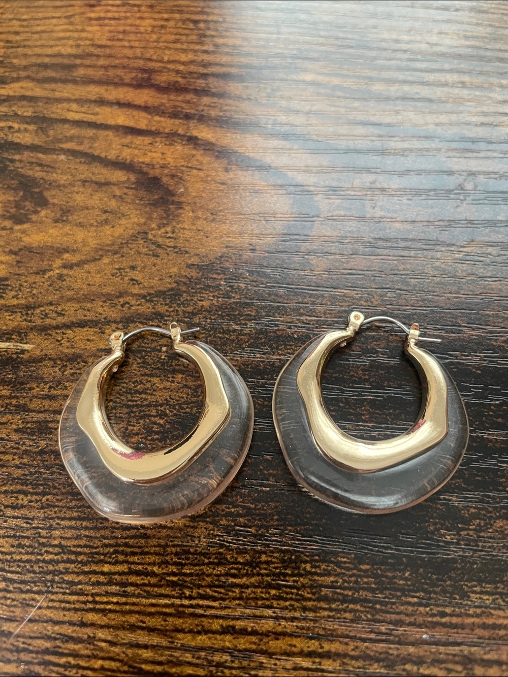 Time and Tru Gold and Clear Layered Hoop Earrings